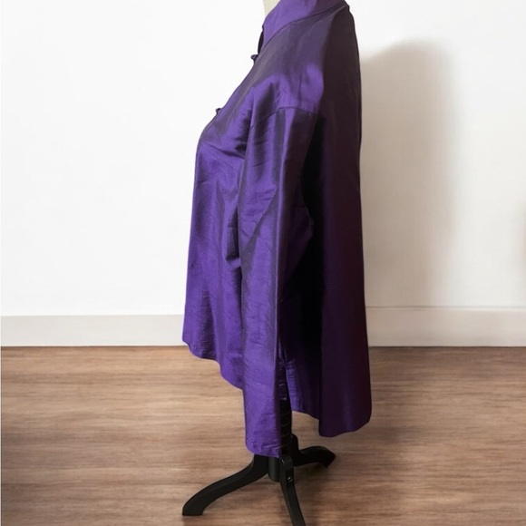 Clio 100% Silk Purple Blouse Elegant Top - Picture 3 of 5